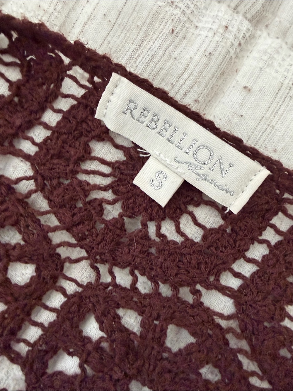 Rebellion Cropped Crochet Open Knit Cardigan - Picture 6 of 10